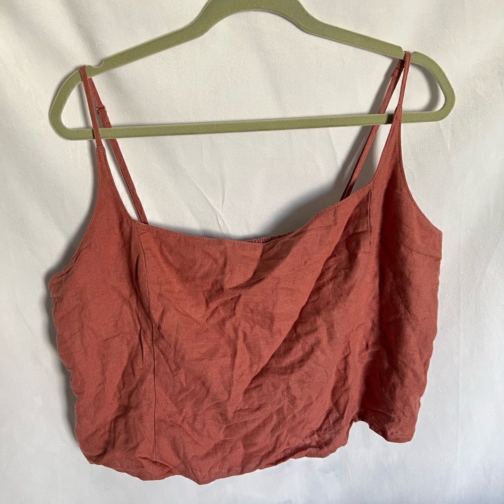 Abercrombie & fitch Double layered crop cami with smocked backing, linen XL